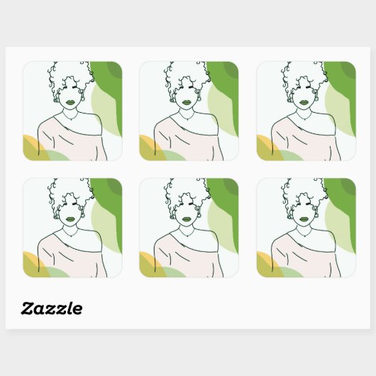 she - green vierkante sticker (Vel)