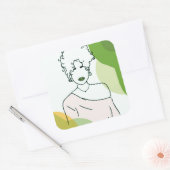she - green vierkante sticker (Envelop)