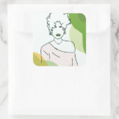 she - green vierkante sticker (Tas)