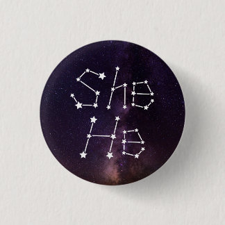 She/He Galaxy Sterrennacht Sky Constellation Ronde Button 3,2 Cm