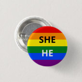 She/He Pronouns Rainbow Badge Ronde Button 3,2 Cm (Voorkant /achterkant)