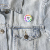 she / her pronoun button badge pin handwritten (In situ)