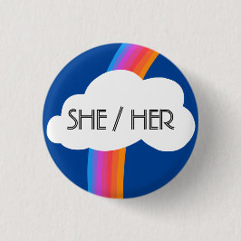SHE/HER Pronouns Colorful Rainbow Cloud Ronde Button 3,2 Cm