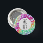 SHE/HER Pronouns Colorful Rainbow Swirls CUSTOM Ronde Button 3,2 Cm<br><div class="desc">Decoreer je outfit met deze coole kunstknop. Het is een geweldig cadeau! U kunt het aanpassen en tekst ook toevoegen. Bekijk mijn winkel voor veel meer kleuren en patronen! Laat me weten of je ook iets op maat wilt.</div>