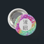 SHE/HER Pronouns Colorful Rainbow Swirls CUSTOM Ronde Button 3,2 Cm<br><div class="desc">Decoreer je outfit met deze coole kunstknop. Het is een geweldig cadeau! U kunt het aanpassen en tekst ook toevoegen. Bekijk mijn winkel voor veel meer kleuren en patronen! Laat me weten of je ook iets op maat wilt.</div>