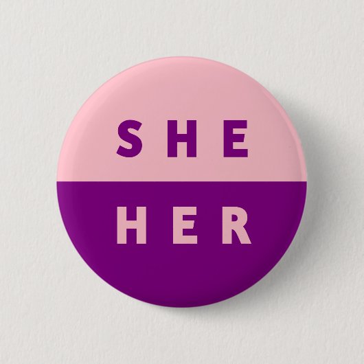 SHE/HER Pronouns Kleurrijke Roze Paarse Ronde Button 5,7 Cm (Voorkant)