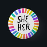 SHE / HER Pronouns Rainbow Handgeschreven Pride Ronde Button 3,2 Cm<br><div class="desc">Decoreer je outfit met deze coole kunstknop. Het is een geweldig cadeau! U kunt het aanpassen,  de achtergrondkleuren veranderen en tekst ook toevoegen. Bekijk mijn winkel voor veel meer kleuren en patronen! Laat me weten of je ook iets op maat wilt.</div>