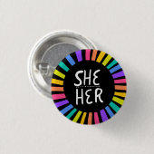 SHE / HER Pronouns Rainbow Handgeschreven Pride Ronde Button 3,2 Cm (Voorkant /achterkant)
