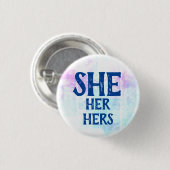She Hers Pronouns Ronde Button 3,2 Cm (Voorkant /achterkant)