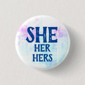 She Hers Pronouns Ronde Button 3,2 Cm (Voorkant)
