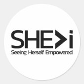 SHE>i Zien dat ze zichzelf machtig maken Ronde Sticker (Voorkant)
