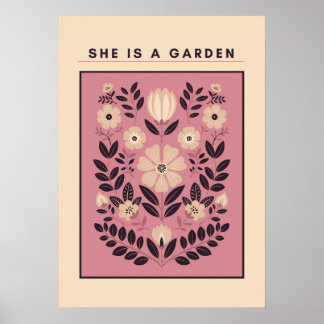 She Is a Garden – Botanical Wall Art (Blush) Poster