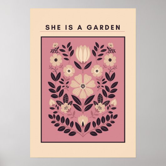 She Is a Garden – Botanical Wall Art (Blush) Poster (Voorkant)