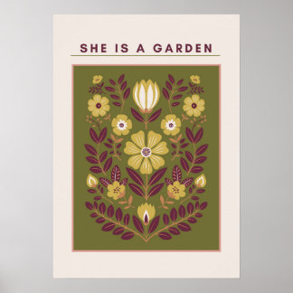 She Is a Garden – Botanical Wall Art (Sage) Poster