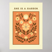 She Is a Garden – Botanical Wall Art (Terracotta) Poster (Voorkant)