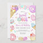 She is a Sweet One Birthday Party Invitation Kaart (Voorkant)