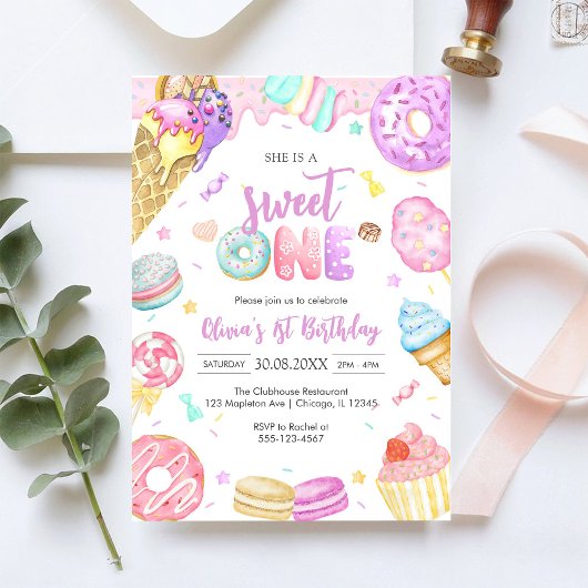 She is a Sweet One Birthday Party Invitation Kaart