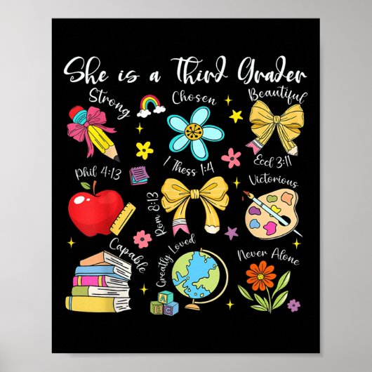 She Is A Third Grader Bible Verses Back To School  Poster (Voorkant)