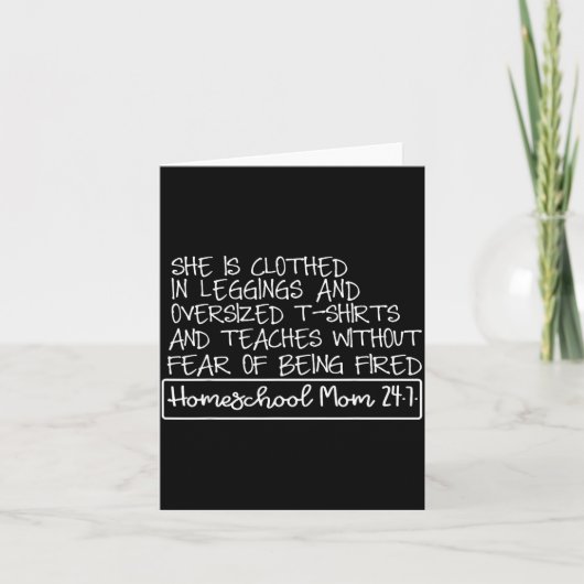 She Is Clothed In Leggings And Oversized Homeschoo Kaart (Voorkant)