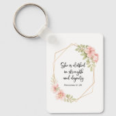She Is Clothed in Strength and Dignity Floral Sleutelhanger (Voorkant)