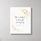 She Is Clothed in Strength and Dignity Pink Canvas Afdruk (Voorkant)