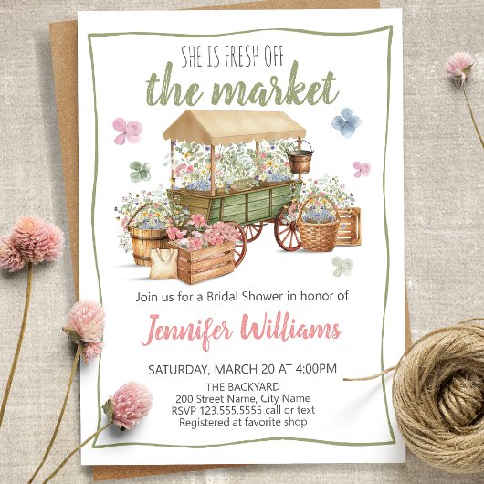 She Is Fresh Off The Market Bridal Shower Kaart