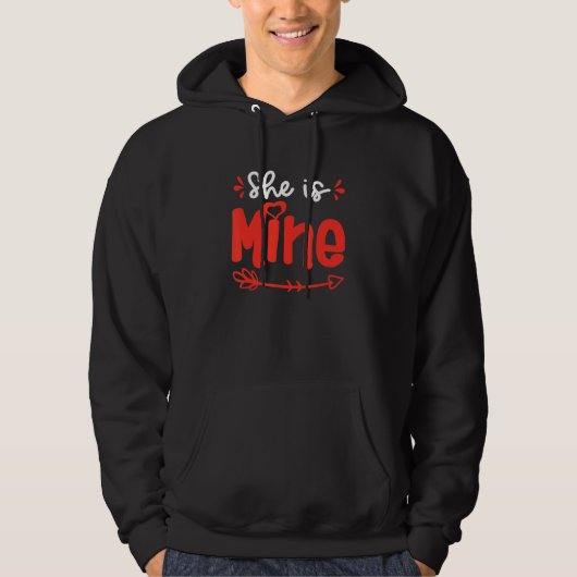 She Is Mine He Is Mine Set Matching Couples Valent Hoodie (Voorkant)
