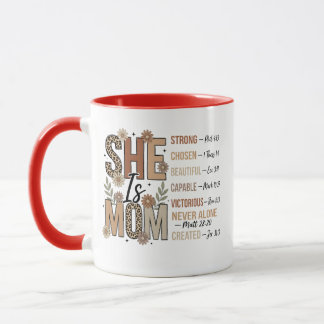 She Is Mom Mug | Floral Leopard Print Mom Gift Mok