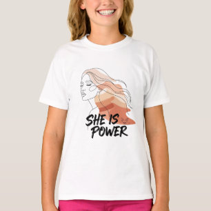 She Is Power – Desert Tones Vrouwelijke lijnkunst T-shirt