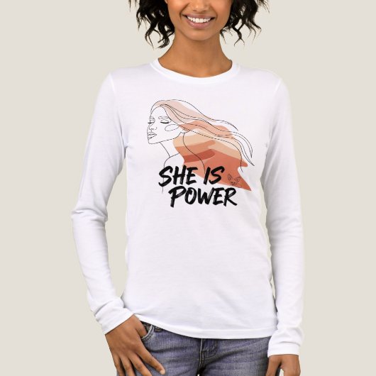 She Is Power – Desert Tones Vrouwelijke lijnkunst Tri-Blend Shirt (Voorkant volledig)