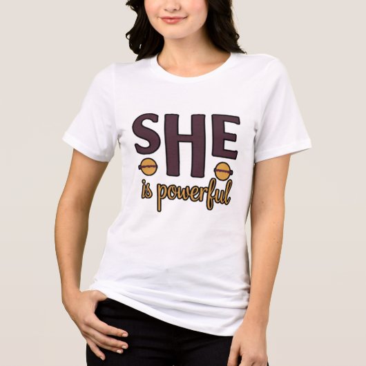 She Is Powerful Minimal Typography Womens day Tri-Blend Shirt (Voorkant)