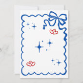 She is Ready to POP Blue Coquette Invitation Kaart (Achterkant)