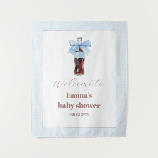 She Is Ready to Pop Blue Soda Pop Baby Shower Wandkleed (Voorkant)