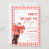 She Is Ready to Pop Red Soda Pop Baby Shower Bedankkaart (Voorkant)