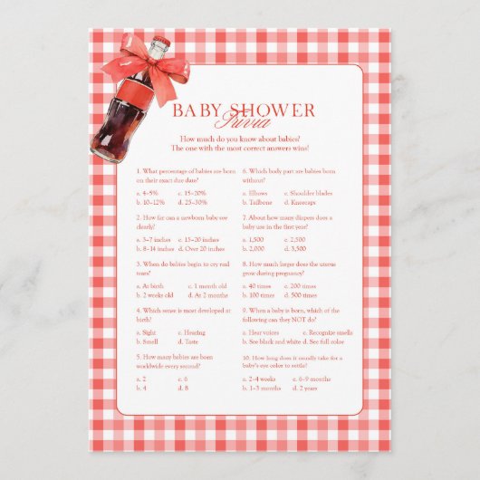 She Is Ready to Pop Red Trivia Game Card Advieskaart (Voorkant)