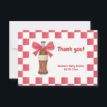 She is Ready to Pop Soda Bottle Baby Shower Bedankkaart<br><div class="desc">Watercolor Soda Bottle with red bow Baby Shower.</div>