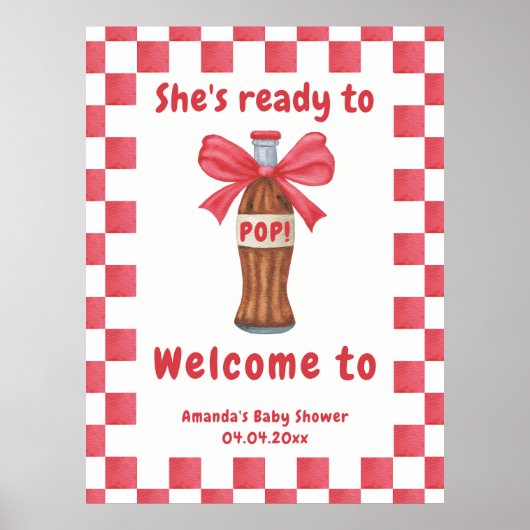 She is Ready to Pop Soda Bottle Baby Shower Poster (Voorkant)