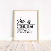 She is Strong, Brave - Minimalist Motivational Poster