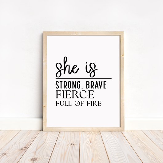 She is Strong, Brave - Minimalist Motivational Poster