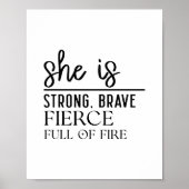 She is Strong, Brave - Minimalist Motivational Poster (Voorkant)