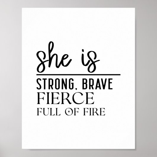 She is Strong, Brave - Minimalist Motivational Poster (Voorkant)