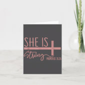 She Is Strong Proverbs 31_25 Shirt  Kaart (Voorkant)