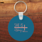She Is Strong Proverbs 31_25 Shirt  Sleutelhanger (Voorkant)