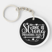 She Is Strong Proverbs Christian Quote Custom Sleutelhanger (Voorkant)