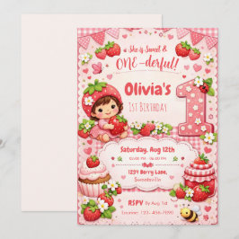 She is Sweet and Onederful 1st Birthday Invitation Kaart