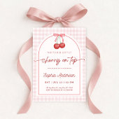She is the Cherry on Top Gingham Baby Shower Kaart