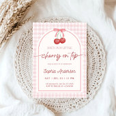 She is the Cherry on Top Gingham Baby Shower Kaart