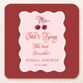 She is tying the knot Bridal Shower Kartonnen Onderzetters (Voorkant)