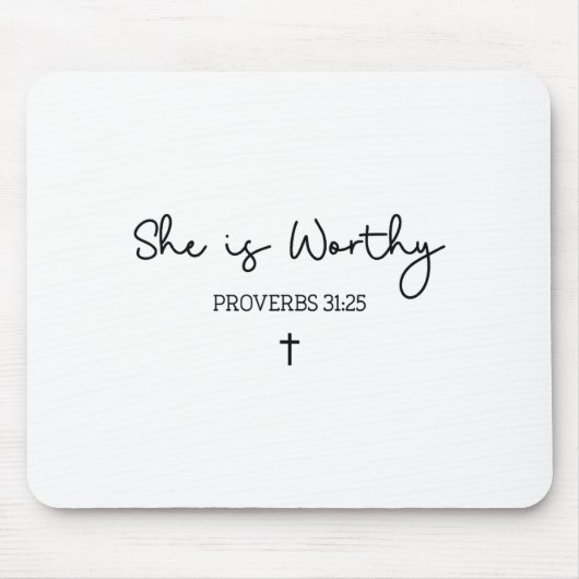 She Is Worthy Proverbs 31_25 Christian Boho Bible  Muismat (Voorkant)