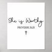She Is Worthy Proverbs 31_25 Christian Boho Bible  Poster (Voorkant)
